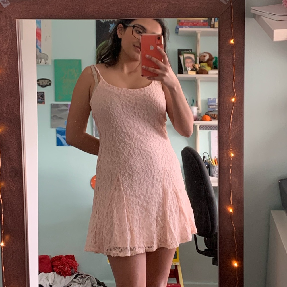 Pink lace dress